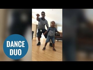 Father and son's adorable dance routines
