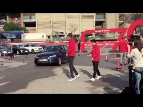 Busquets Gets A Bit Too Close For Comfort As He Speeds Past Lionel Messi & Gerard Pique In A Car!