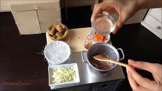 Miniature Cooking: Mini Sotanghon With Chicken Meatballs (cooking mini food) つくね