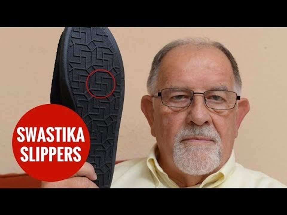 Pensioners new slippers have Nazi swastika emblem on sole