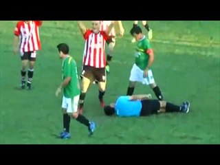 Referee Shockingly Knocked Unconscious For Yellow Carding Argentinian Defender