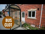 Barmy bus shelter literally on doorstep of new build house