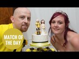 Football mad groom wears Burton Albion FC colours to wed bride