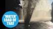 Footage captures the moment a burst pipe shot water and pebbles 20ft into the air