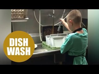 Autistic boy's dream fulfilled by washing dishes