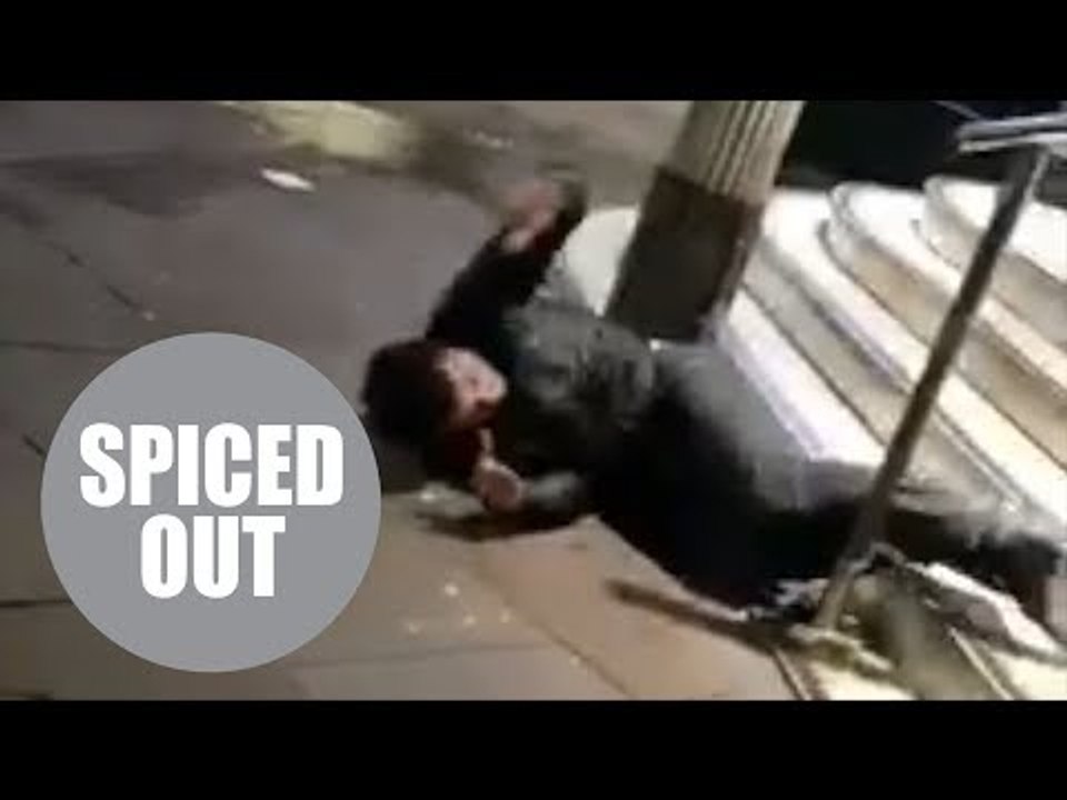 Disturbing video shows man fighting invisible attacker after taking Spice