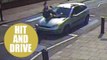 CCTV SHOWS HIT AND RUN DRIVER PLOUGHING INTO SCOOTER RIDER BEFORE REVERSING AWAY