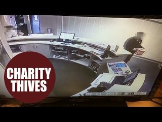 Fraudster couple were caught on CCTV stealing a charity tin