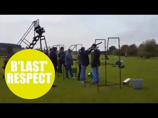 Friends and family of a lifelong clay pigeon shooter scatter his ashes in 21-gun salute