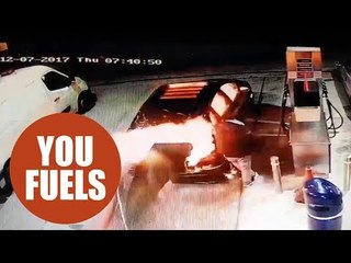 Idiot petrol thieves set fire to their own car while raiding a forecourt