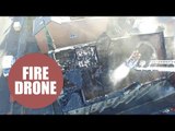 Drone footage captures the aftermath of a raging blaze