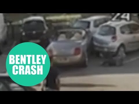 Drunk driver captured on CCTV smashing his convertible Bentley