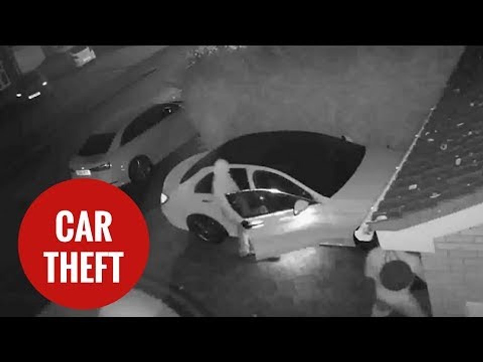 CCTV of thieves stealing a vehicle without the key by using a relay box