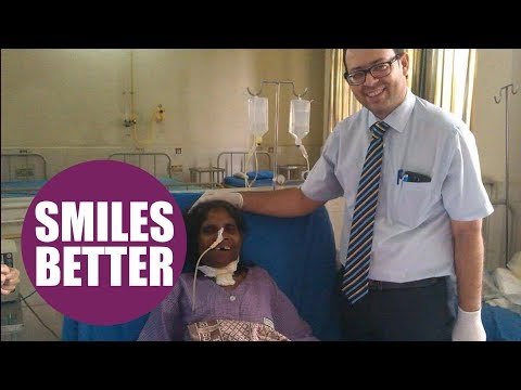 A mum smiled for the first time in a decade after doctors removed a 6lb tumour from her jaw