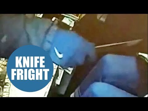 Hero female shop assistant tackles knife-wielding robber by giving him a slap