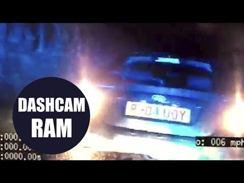 Dramatic dash cam footage shows burglary suspects ramming a police car