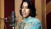 Kavita Krishnamurthy records a song at an audio recording studio