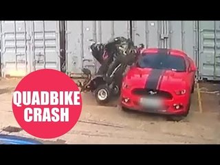 Shocking footage shows the moment a man lost control of a quad bike