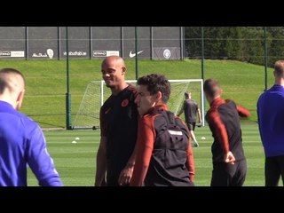 Man City Players Train Ahead Of Champions League Match At Home To Steaua Bucharest