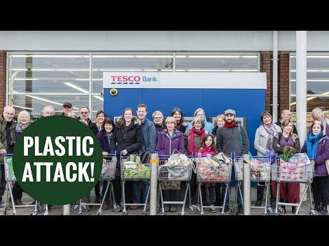 Shoppers demand Tesco cut plastic packaging and protested by leaving it behind