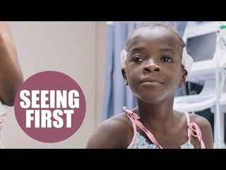 Little girl seeing the world for the first time in three years after cataract surgery
