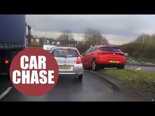 This terrifying footage shows a criminal leading police on a dangerous high-speed chase