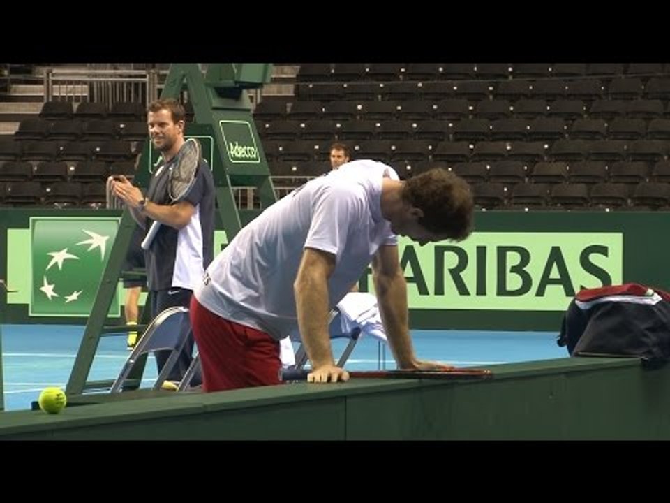 Andy Murray & Dan Evans Train For The Davis Cup Semi Final