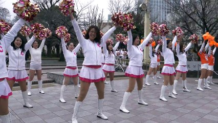 4K60P 東京マラソン2018 沿道応援イベント 都立芝公園 チアダンスチームORANGE やってみよう？（原曲ピクニック）