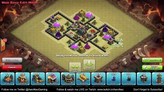 BEST Town Hall 9 (TH9) Trophy/War Base Design -Air Sweeper + 4 Mortars (Clash of Clans) Setup #2