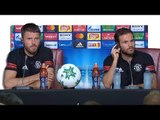 Michael Carrick & Juan Mata Pre-Match Press Conference - Real Madrid v Manchester United - Super Cup