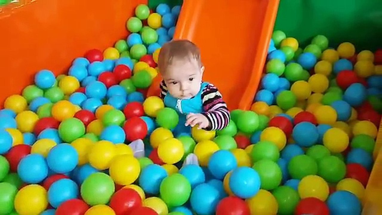 Anabella Show on playground with pit ball. 9 Month baby on Bogdan`s Show.