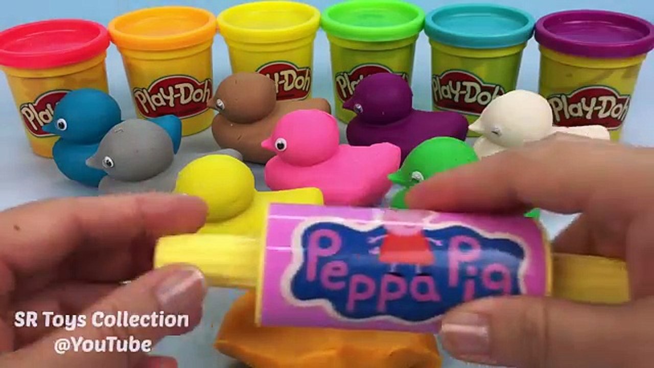 Learn Colors Play Doh Ducks with Minnie Mouse Hello Kitty Heart Star Pooh Molds Fun for Kids & Baby