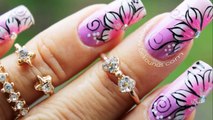 Decoración de uñas flores pinceladas - one stroke flower nail art