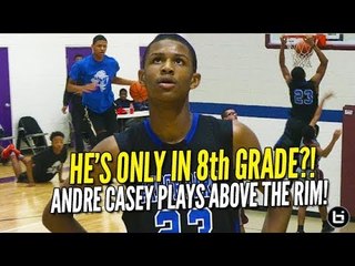 14 Year Old Plays Above The Rim! 6'7 Andre Casey Jr. CRAZY Middle School Highlights!