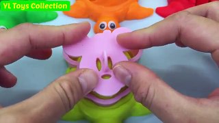 Play Doh Rainbow Turtle Chimeras with Winnie the Pooh Hello Kitty Doraemo Molds Fun for Kids