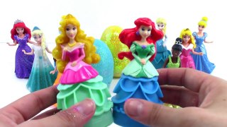 Play Doh Sparkle Disney Princess Dresses Surprise Eggs Magiclip Clay Modelling for Kids
