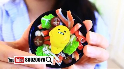 DIY迷你蛋黄哥火锅史莱姆！用鬼口水涮火锅！DIY miniature gudetama hot pot eraser slime!