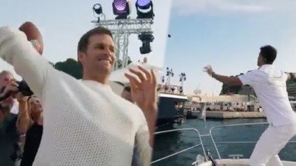 Tom Brady Throws An INSANE Pass From One YACHT to ANOTHER! Watch: