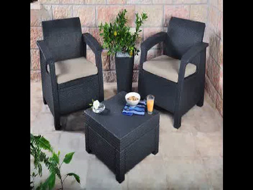 [- Keter Corfu Rattan Outdoor Garden Furniture Coffee Table - Graphite  -]