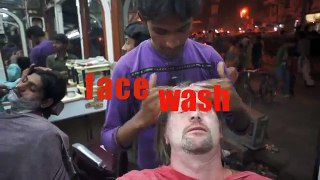 Indian barbershops - Varanasi - face wash