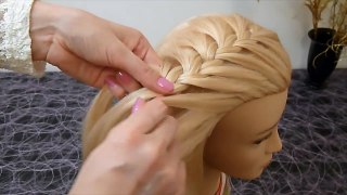 Причёска с плетением французской косички на бок на средние, длинные, короткие волосы