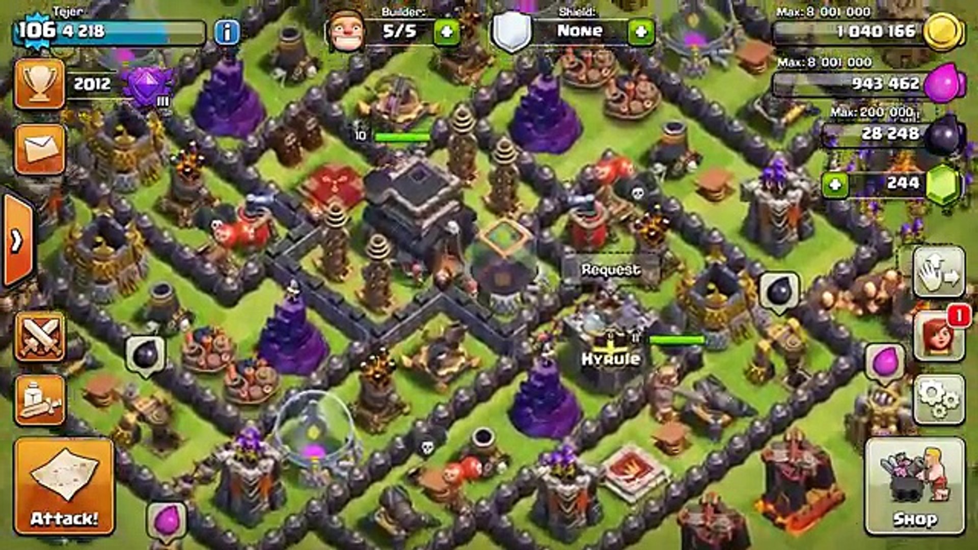 Clash of Clans [TH9 TROPHY BASE! CRYSTAL LEAGUE NO ATTACKING!  ANTI-EVERYTHING LAYOUT + PROOF!] - video Dailymotion