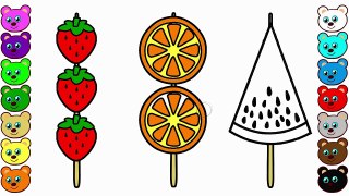 Learn Colors for Kids with Fruit Kabobs | Coloring Page and Drawing