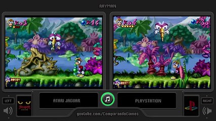Rayman 1 (Atari Jaguar vs Playstation) Side by Side Comparison
