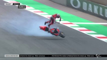 Spectaculaire chute du pilote Michele Pirro (GP d'Italie)