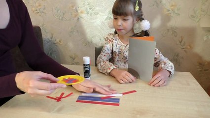 Открытка для папы на 9 мая. Поделки из бумаги своими руками. Аппликация.
