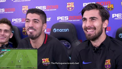 Luis Suárez leads Barça's Hilarious 6 Player Pro Evo Challenge!