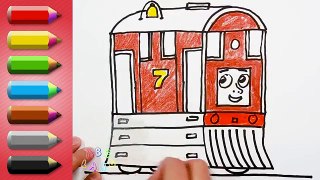 How to Draw Toby - No. 7 Brown Tram Engine - Drawing and Learning Colors Lesson for Kids
