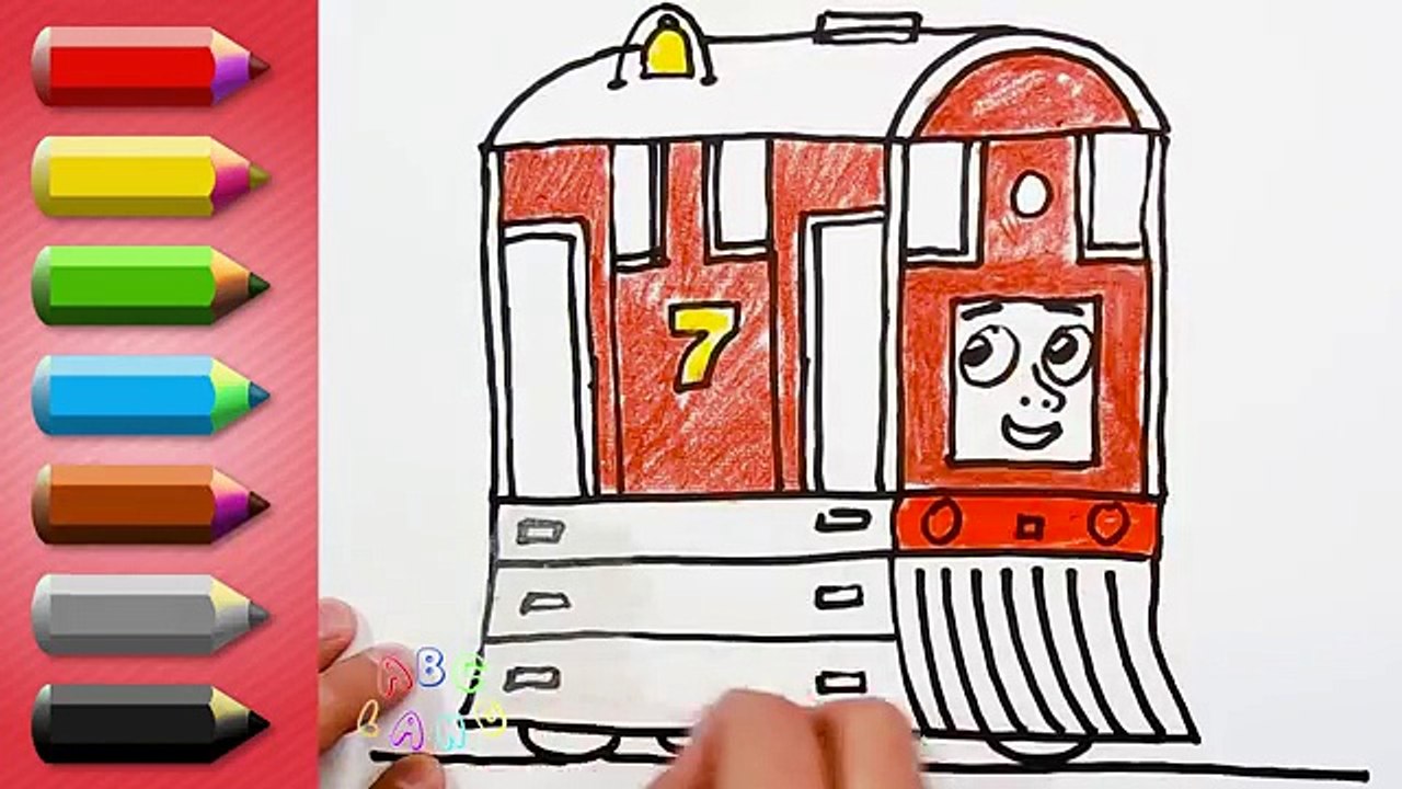How to Draw Toby - No. 7 Brown Tram Engine - Drawing and Learning Colors Lesson for Kids
