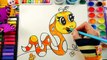 LEARN How to DRAW and COLOR CUTE BABY ANIMALS Coloring Page Snake FOR KIDS to Paint with WATERCOLOR